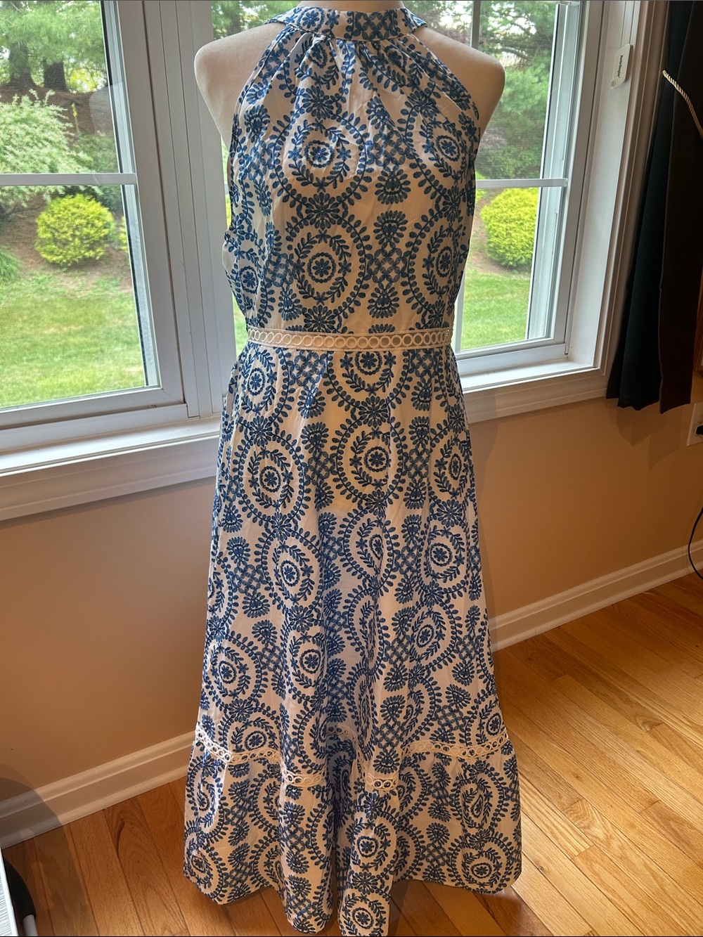 Cupshe Blue and White Halter Maxi Dress